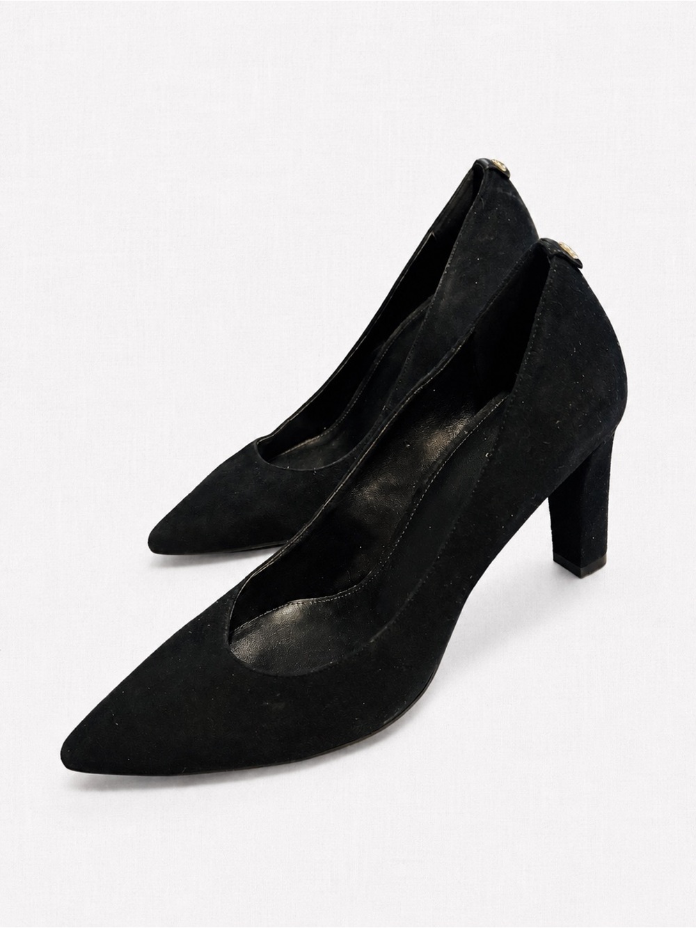 Michael Kors Black Pointed-Toe Mid-Block Heel Pumps